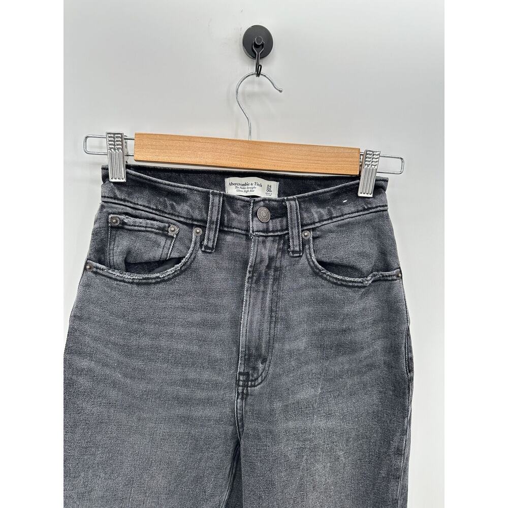 Abercrombie Fitch Curve Love Ultra High Rise Ankle Straight Jeans Black 00R‎ 24 - Picture 5 of 7